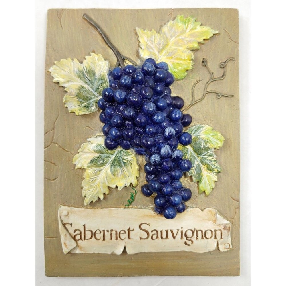 VTG Cabernet Sauvignon - 5x7 Ceramic 3D Wall Plaque - Grapes/Leaves/Wine Decor